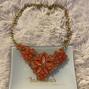 Coral & Gold Statement Necklace